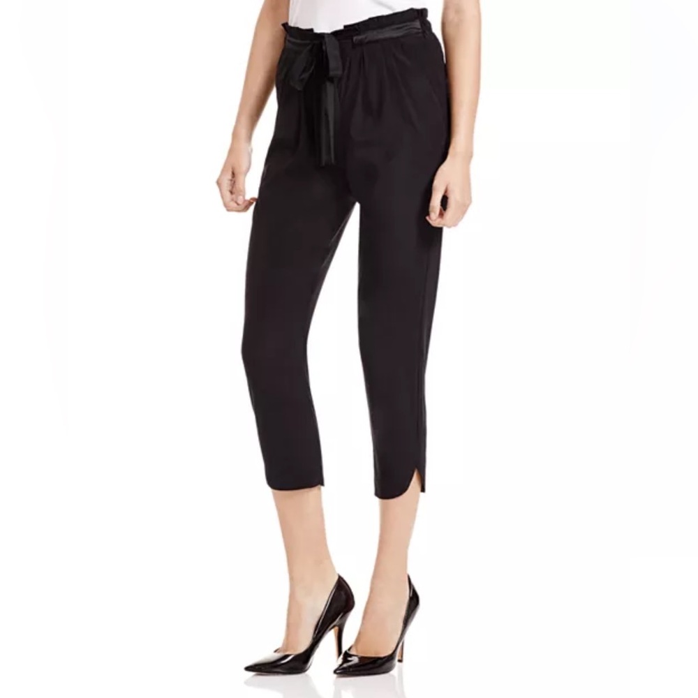 Ramy Brook Allyn Stretch Black Silk Cropped Pants Size Small